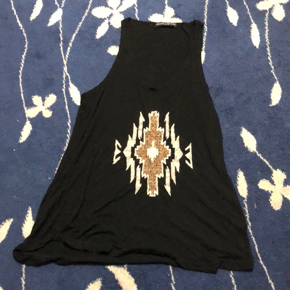 Brandy Melville black tank with embroidery